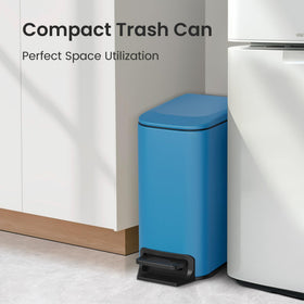 Cesun stainless steel trash can with blue finish resists fingerprints for a clean look