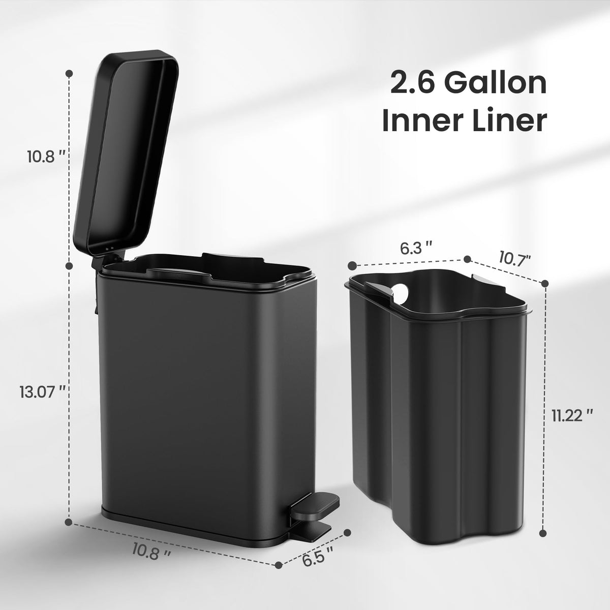 Cesun sturdy steel pedal trash can provides a smooth, durable pedaling action.