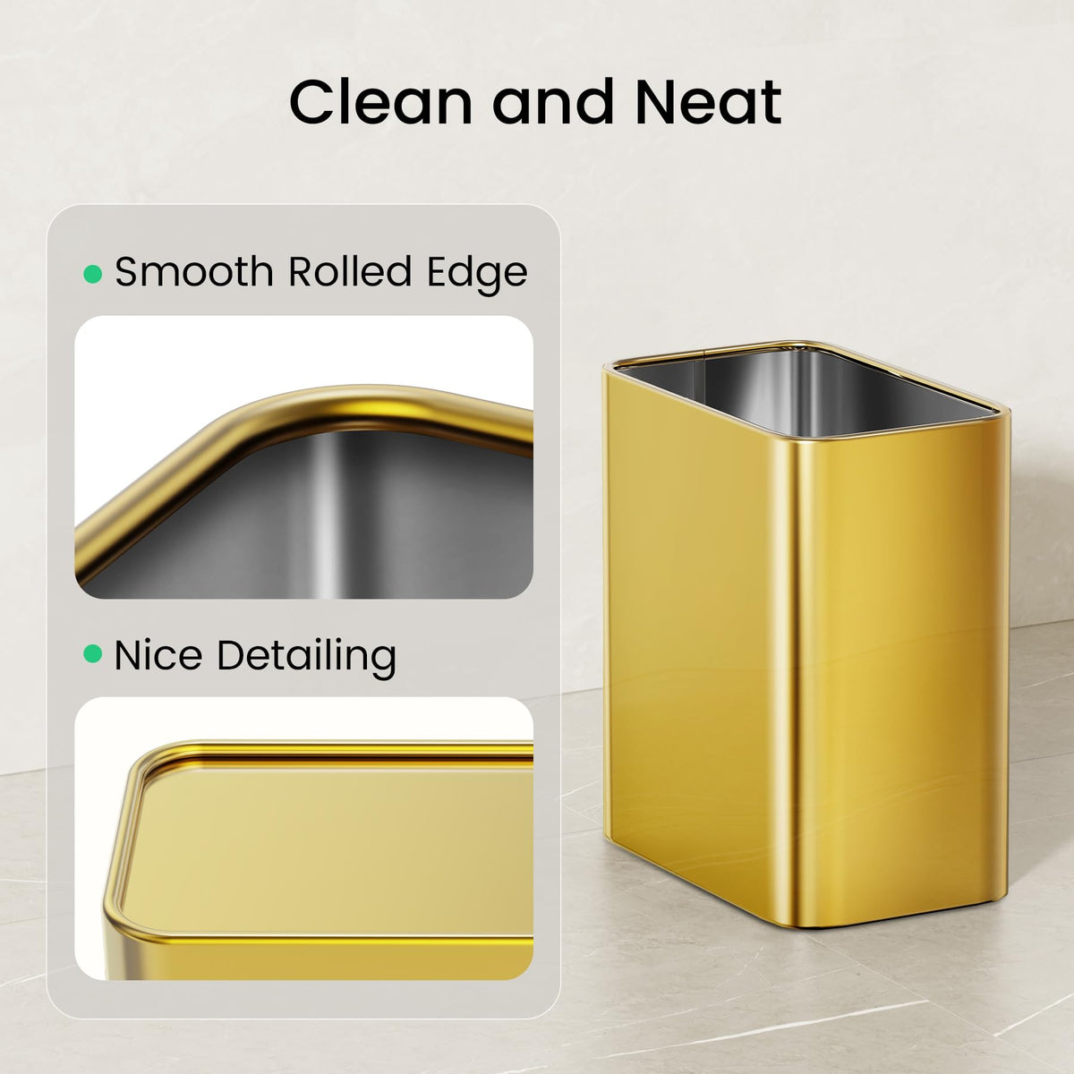 Cesun open-top trash bin near the toilet for easy waste disposal.