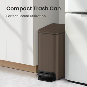 Cesun trash can with anti-fingerprint finish in brown keeps surfaces clean.