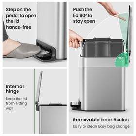 Cesun fingerprint-resistant surface on a silver trash can.