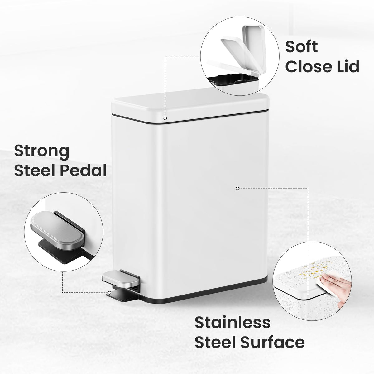 Cesun trash can showing removable inner bucket for easy bag changes