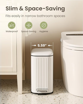 Cesun slim-design trash can fits tight spaces beside toilet and sink
