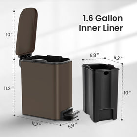 Cesun slim-design trash can fits narrow spaces in bathrooms.
