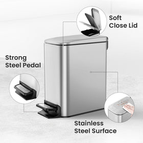 Cesun stainless steel finish on a modern trash can.