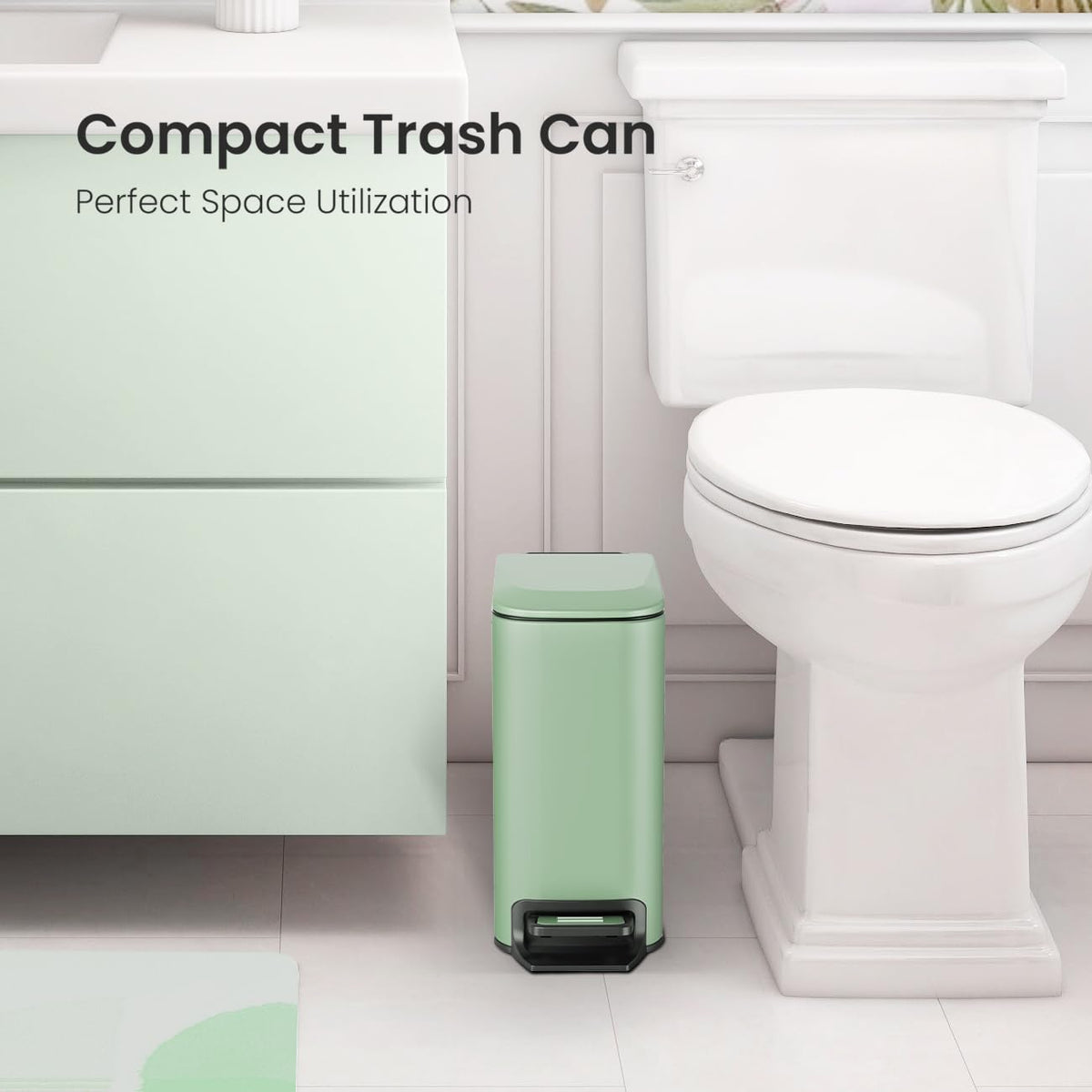 Cesun trash can with step pedal in stainless steel for hands-free disposal
