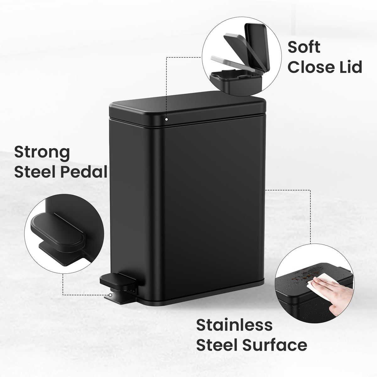 Cesun trash can with odor-control lid helps keep indoor air fresher between cleanings.