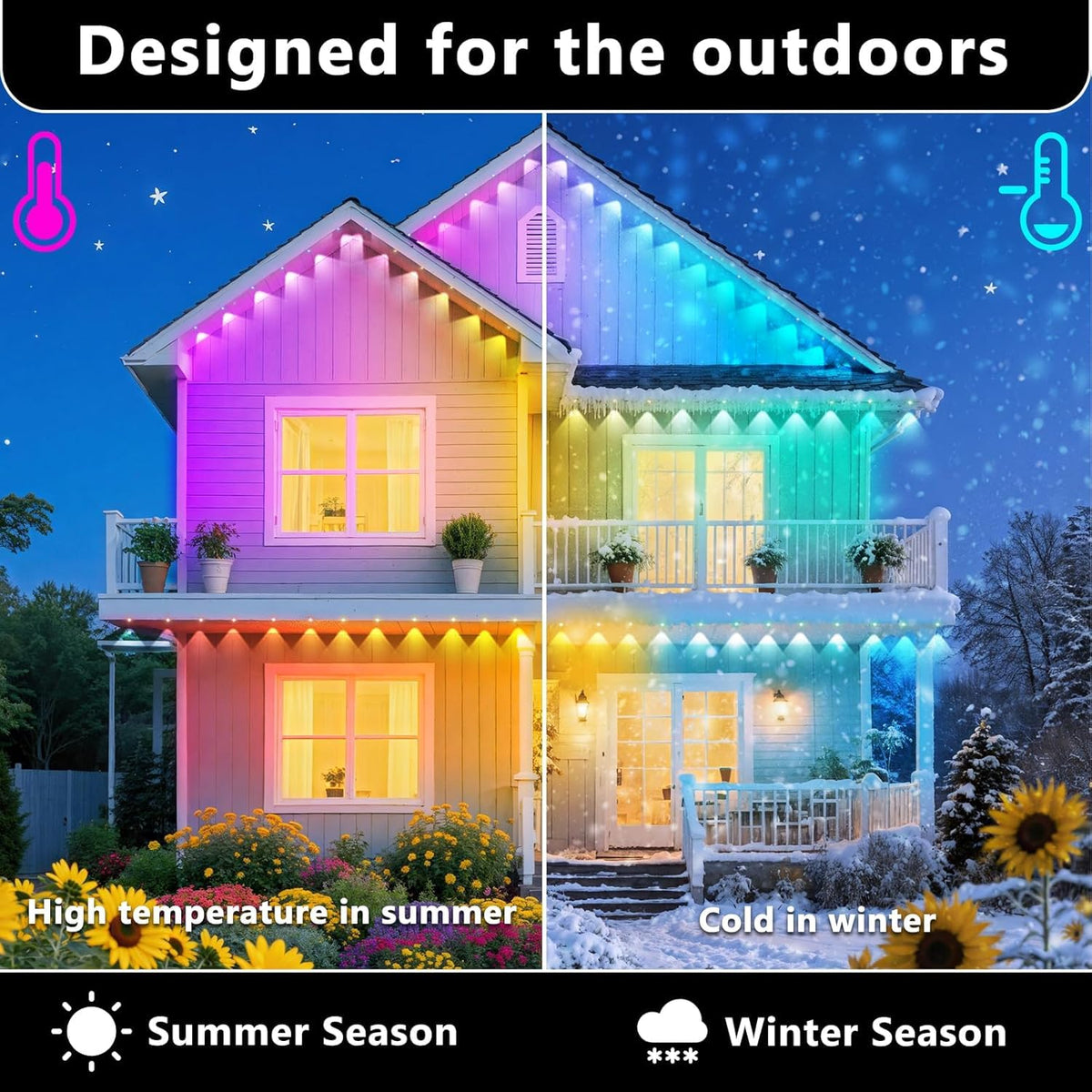 CETELUMA smart app-controlled eave light for easy color and schedule settings.