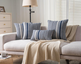 Cethom living room and bedroom decor ensemble with navy cushions