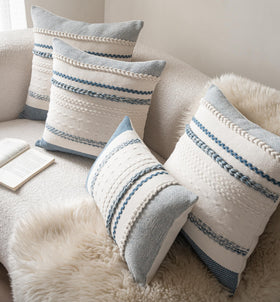 Cethom stripe weave pillow cover showcases rustic charm for living room.
