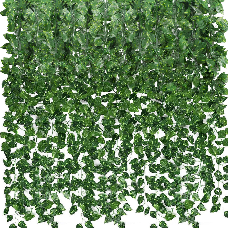 CEWOR 36 pack ivy garland laid out to show total length for versatile decor