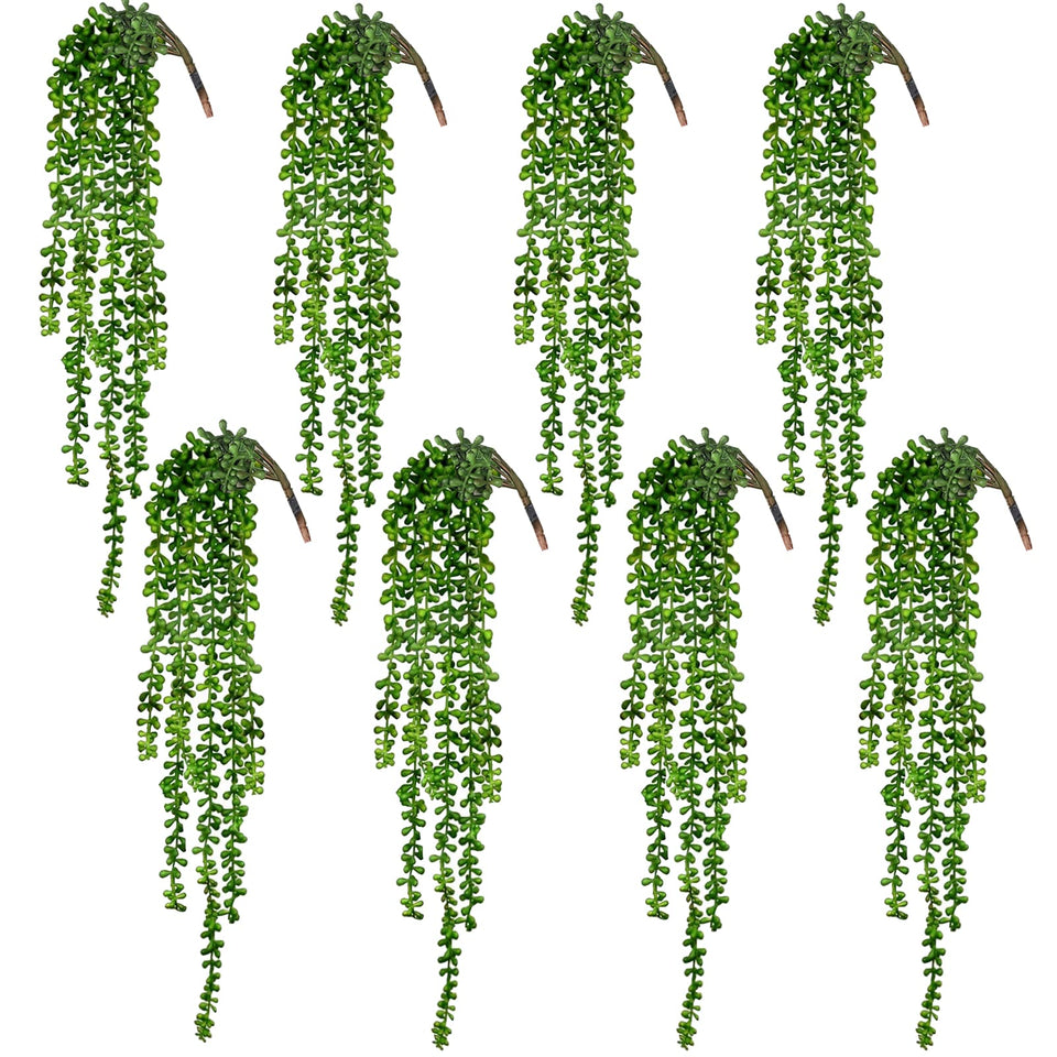 CEWOR string of pearls succulents hanging for wall decor with lifelike leaves, UV resistant