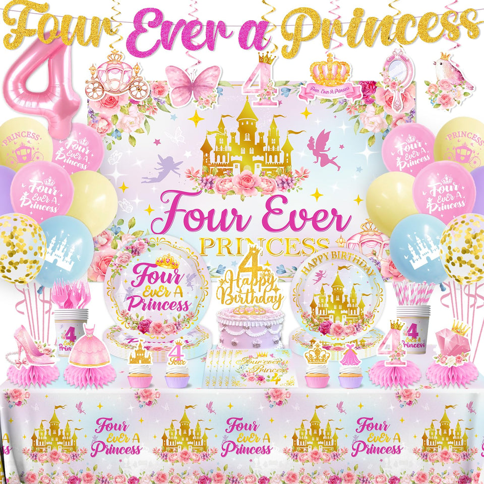 Cextoga four ever a princess banner decor for a princess birthday party
