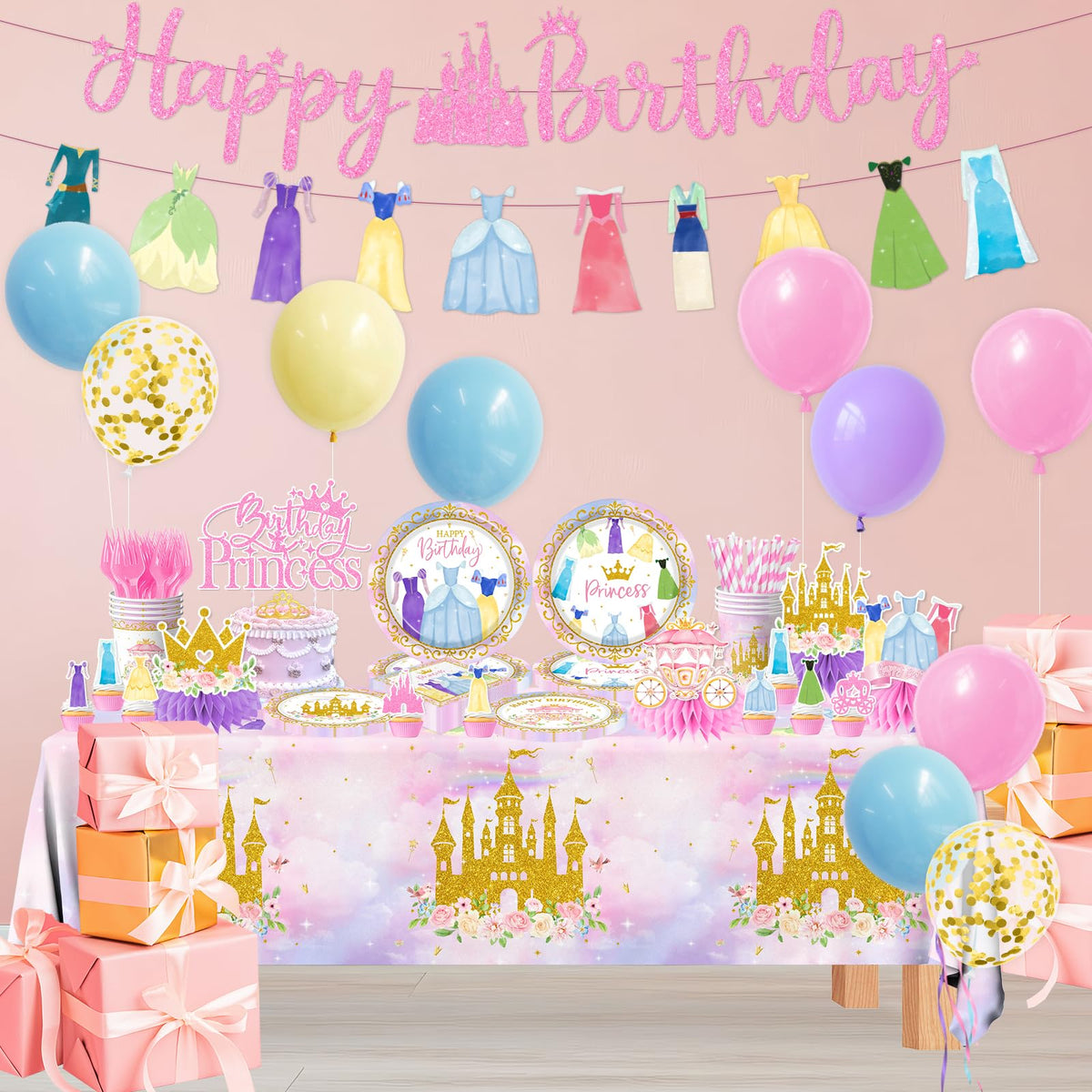 Cextoga princess banner pink elevates the celebration with pastel charm