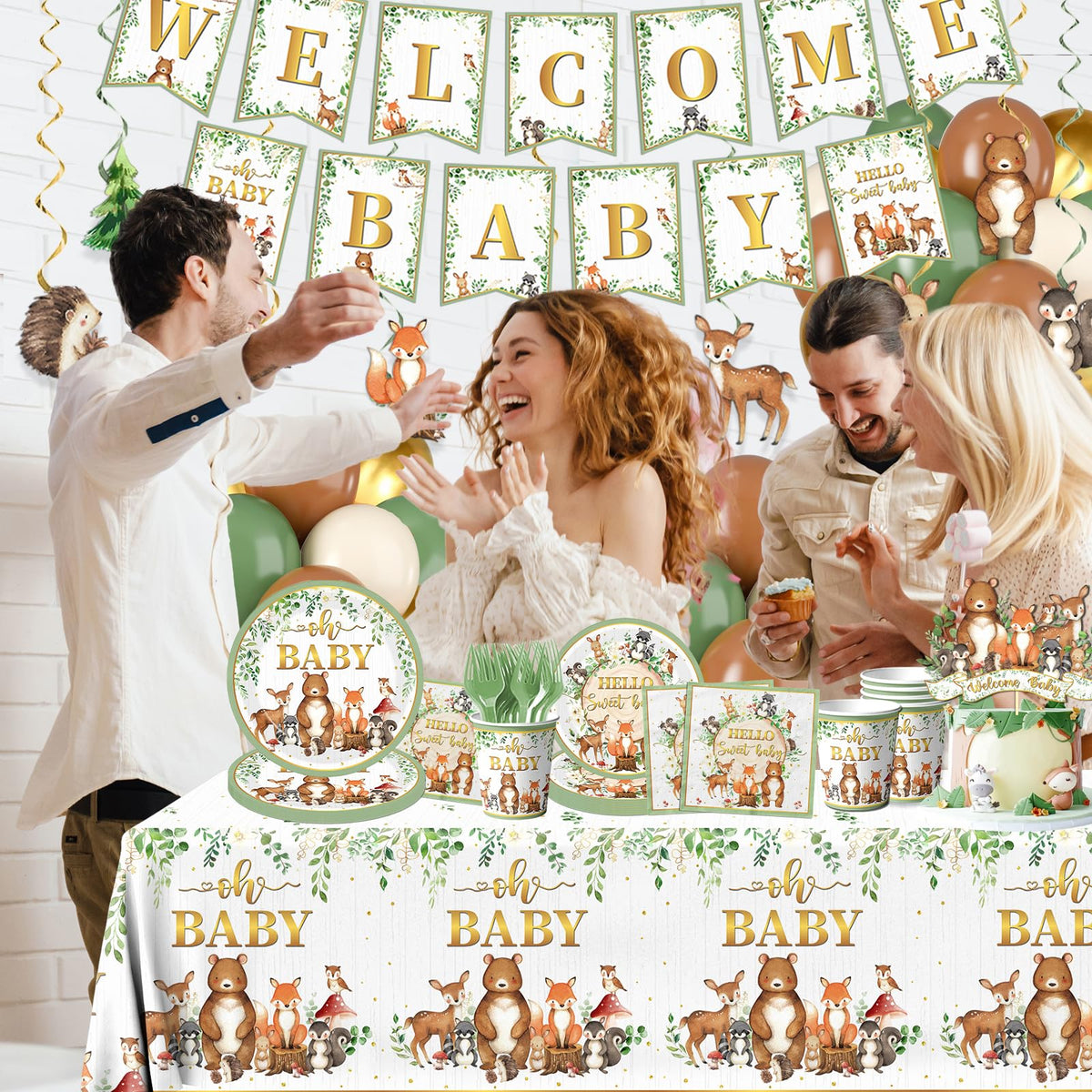 Cextoga woodland baby shower balloons add color and lasting atmosphere for photos