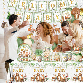 Cextoga woodland baby shower balloons add color and lasting atmosphere for photos