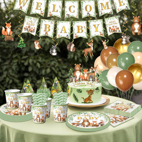 Cextoga woodland baby shower cups provide sturdy servings and mess-free setup