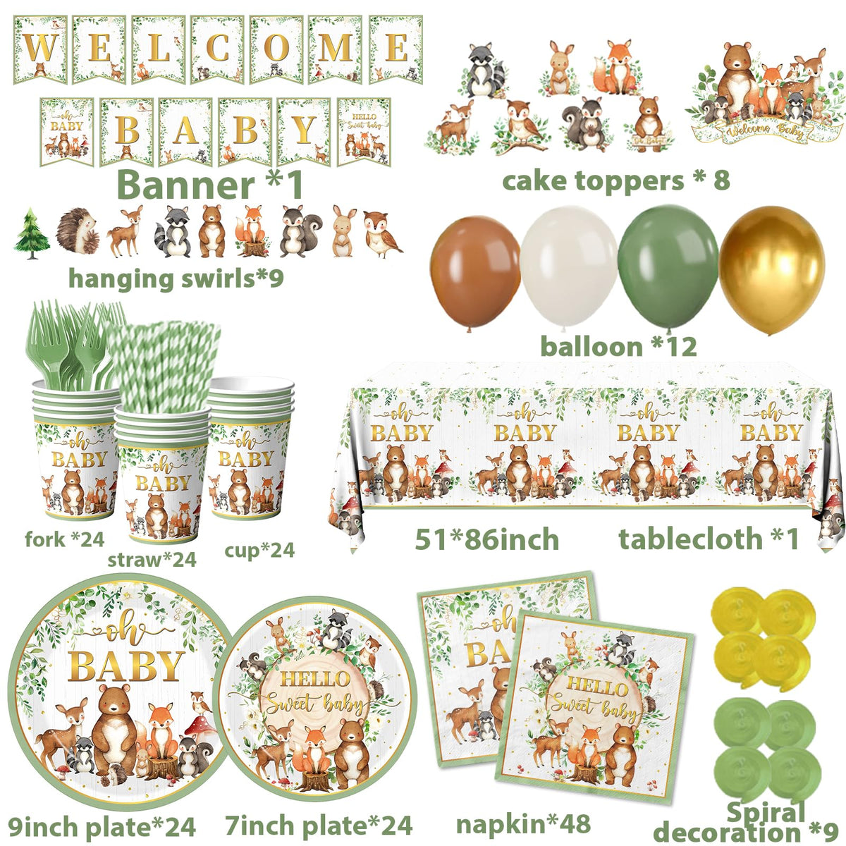 Cextoga woodland-baby-shower-tablecloth supports party setup and easy cleanup
