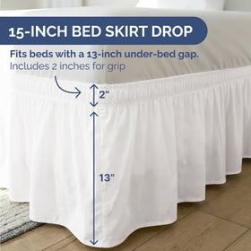Wrinkle-resistant and machine washable CGK bed skirt for easy care.