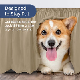 CGK Unlimited pleated beige bed skirt adds understated elegance.