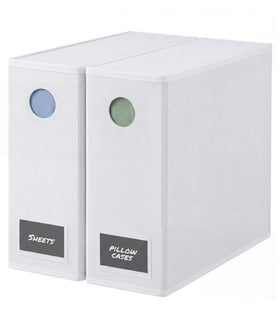 CGK Unlimited 2-pack sheet organizers folded closed keep linens neat and accessible.