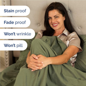 CGK Unlimited 4-piece set shown with pillowcases, flat and fitted sheets