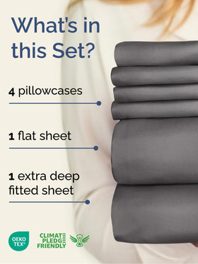 CGK Unlimited 6-piece king sheets with pillowcase closures provide neat, secure sleep without shifting.