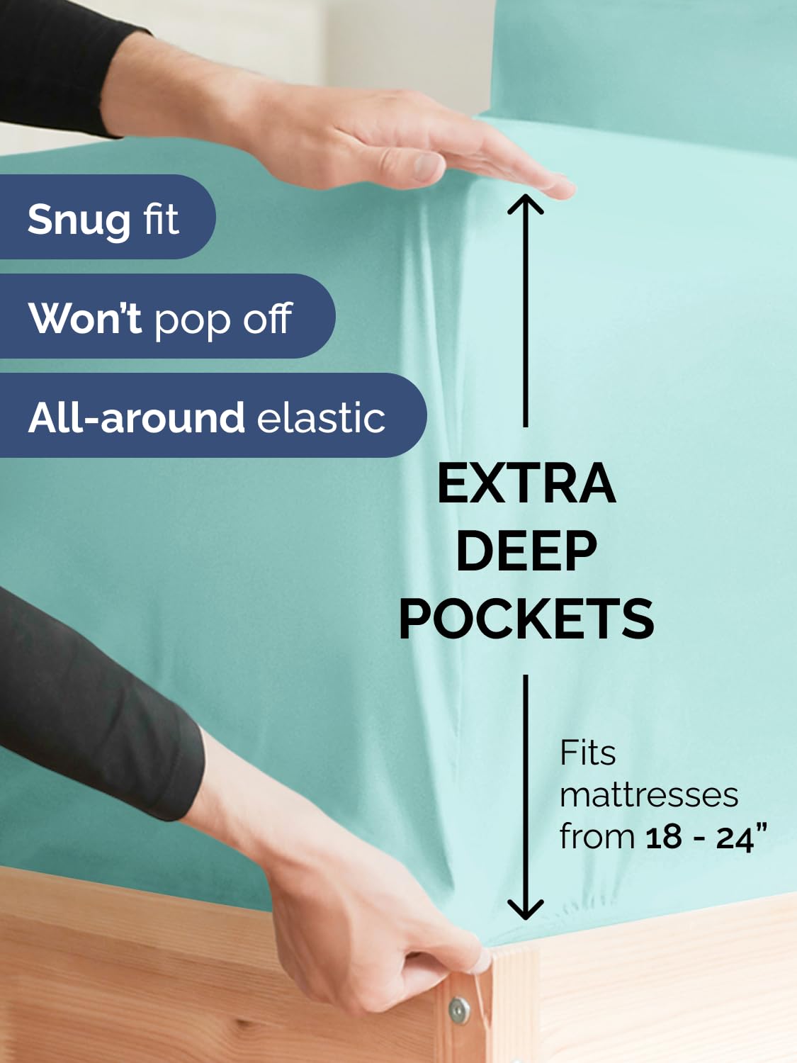 CGK Unlimited adjustable bed compatibility with deep pockets.