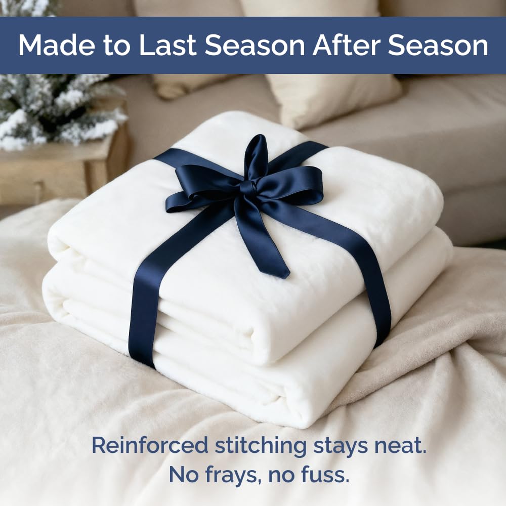 CGK Unlimited white anti-static microplush bedding featured in a cozy bedroom setup.