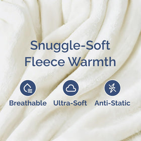 CGK Unlimited anti-static microplush blanket reduces cling while lounging.