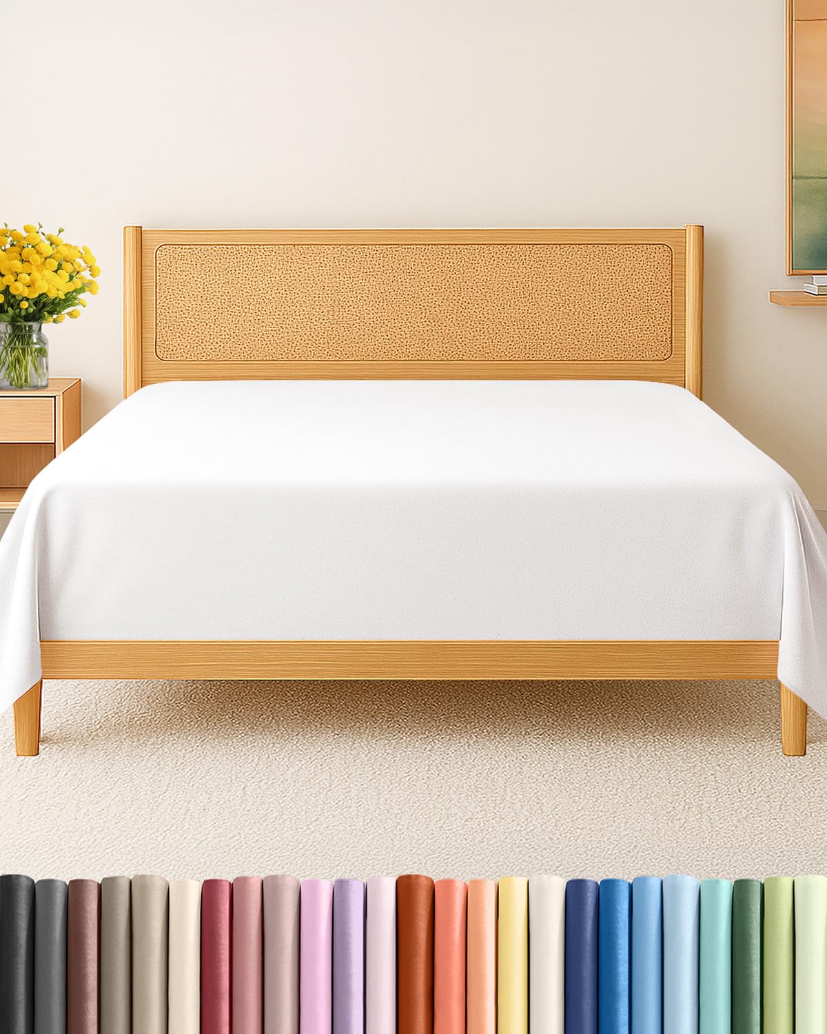 CGK Unlimited antique white king flat sheet top layer for a neat bed setup and protection