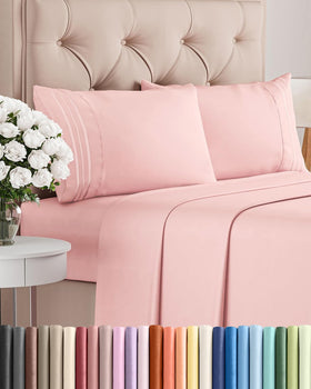 CGK Unlimited baby pink flat sheet shows breathable, silky-soft comfort for restful nights.