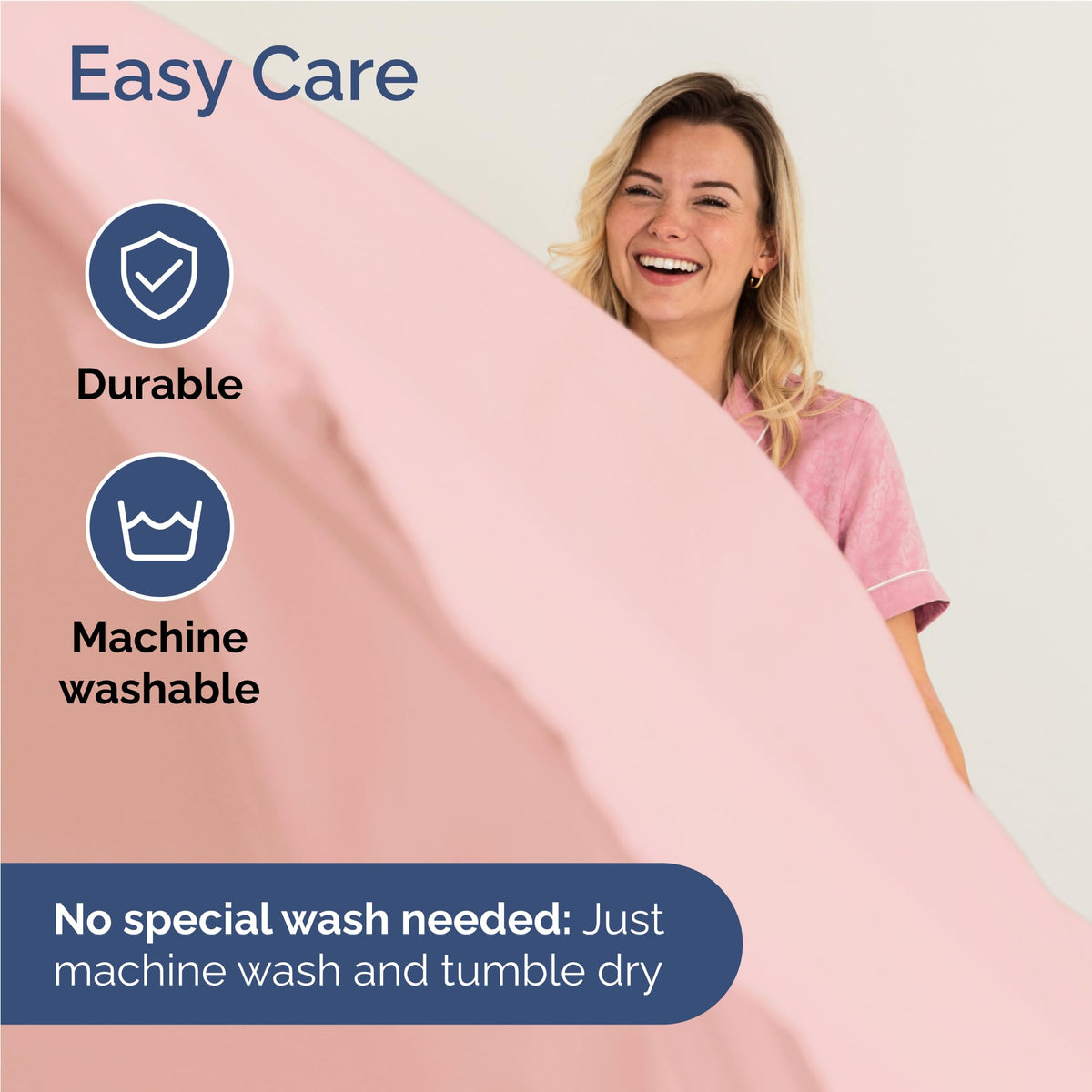 CGK Unlimited baby pink texture close-up highlights double-brushed microfiber for lasting softness.