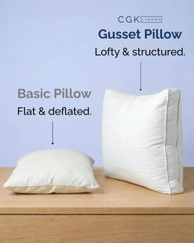CGK Unlimited queen pillow with gusseted design for a fuller hotel-style shape.