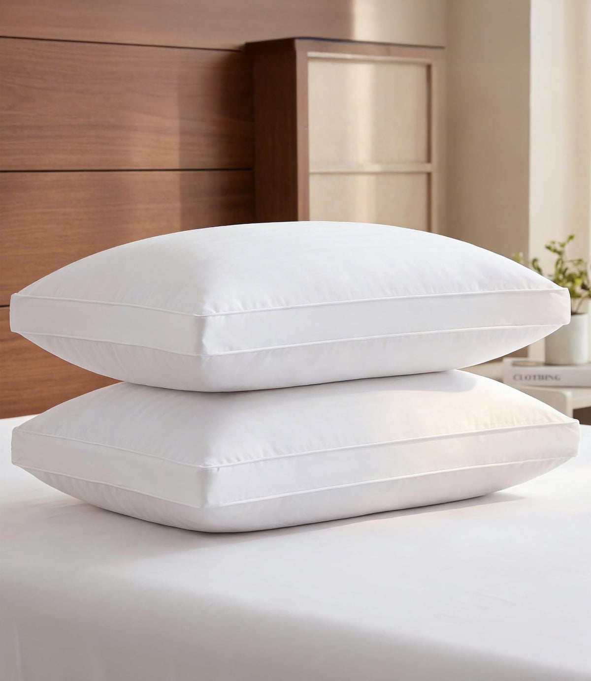 CGK Unlimited bed pillow 2-pack with soft down-alternative fill for plush comfort.