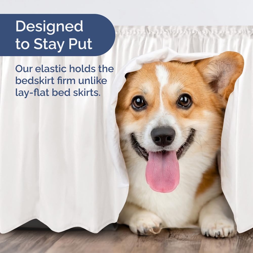 CGK Unlimited antique white bed skirt complements any decor.