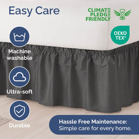 CGK Unlimited pleated charcoal skirt adds understated elegance to the bed