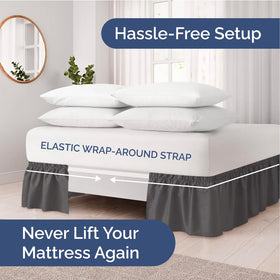 CGK Unlimited elastic wrap bed skirt maintains a secure, seamless look on king beds