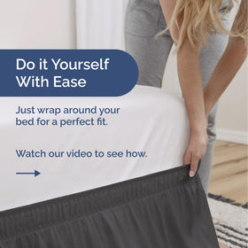 CGK Unlimited charcoal bed skirt with wrinkle resistant brushed microfiber for easy care