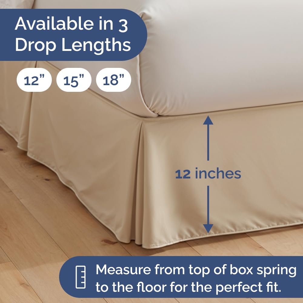 CGK Unlimited bed skirt conceals box springs and under-bed storage neatly.