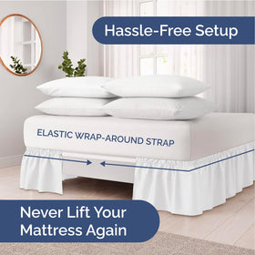 CGK Unlimited elastic wrap close-up showing stays-put design for tidy bed.