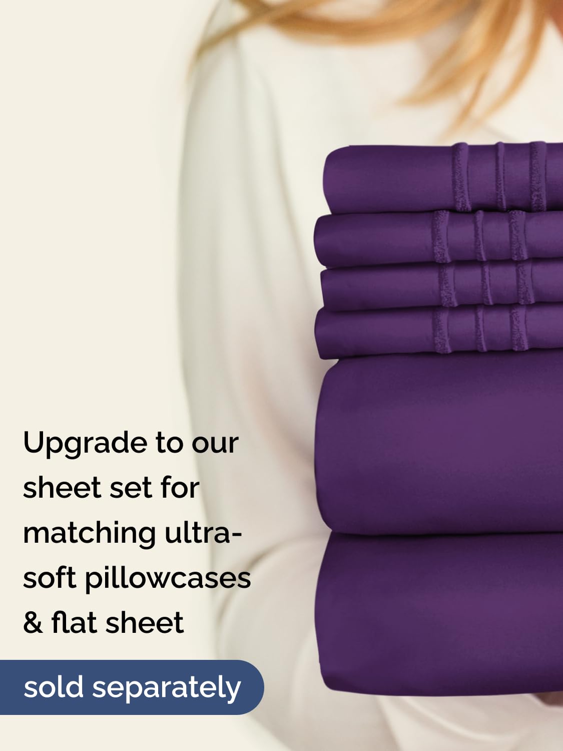 CGK Unlimited purple king bedding in a cozy bedroom scene.
