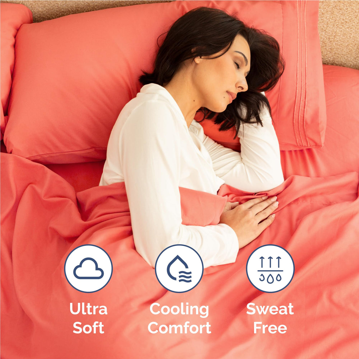 CGK Unlimited bedroom setup with coral sheets showcases hotel-style comfort.