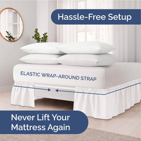 CGK Unlimited elastic wrap keeps full-size bedskirts securely in place overnight