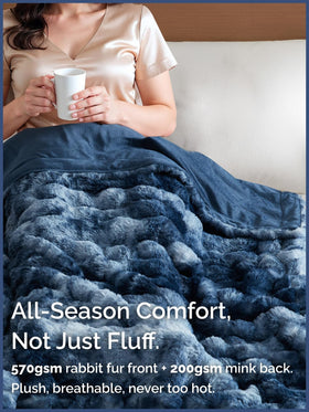 CGK Unlimited 50x60 inch blue throw shown folded for easy gifting