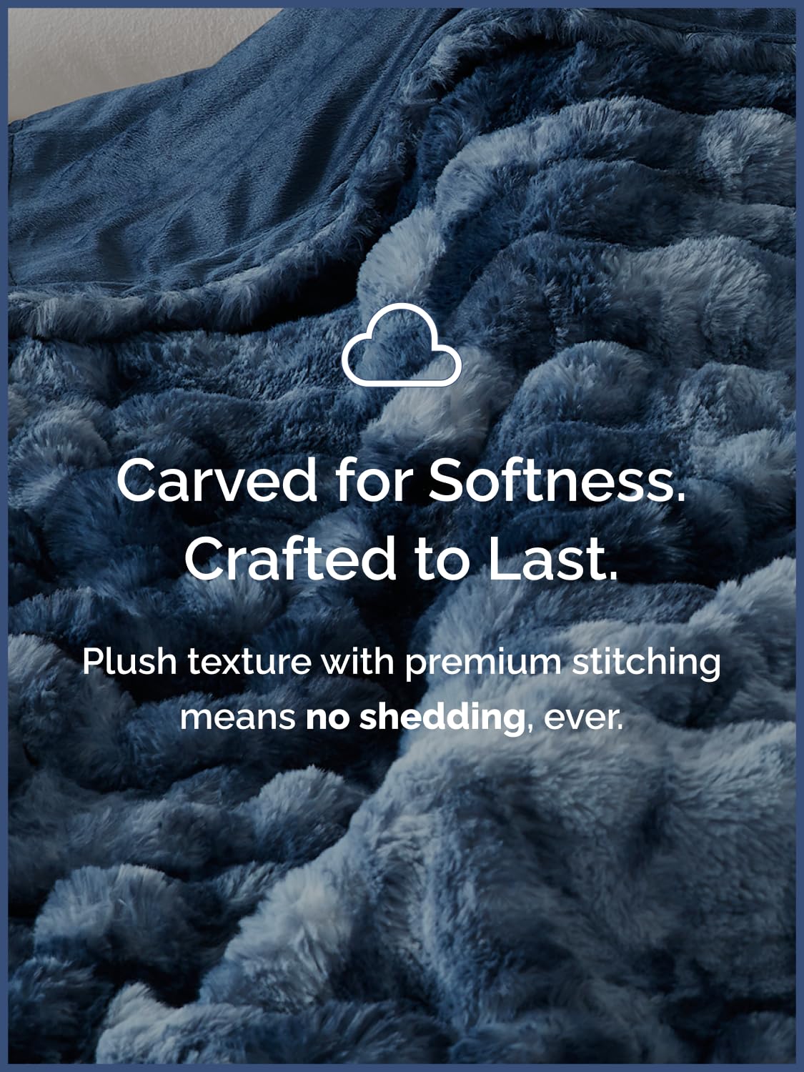 CGK Unlimited blue throw with reverse minky plush side invites snuggly bed comfort