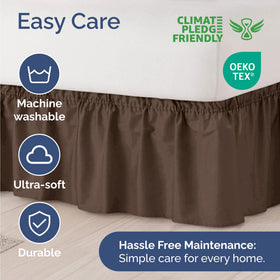 CGK Unlimited brown color bed skirt adds warm, versatile decor