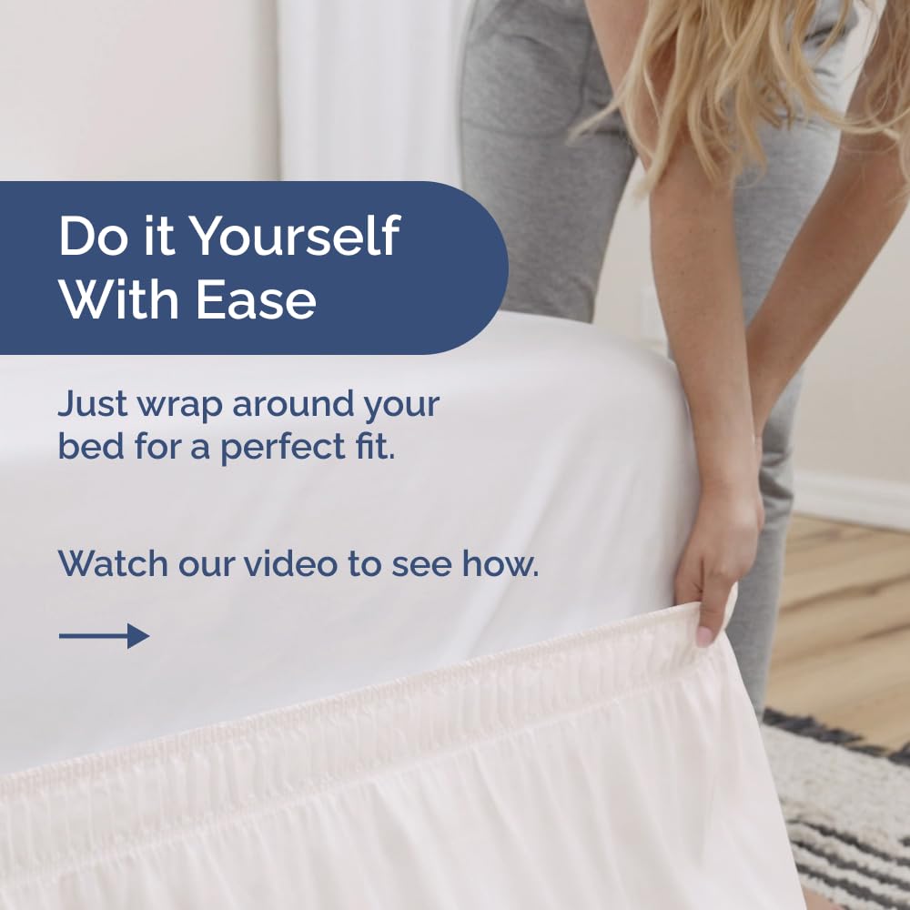 CGK Unlimited brushed microfiber bed skirt offers soft, wrinkle-free drape.