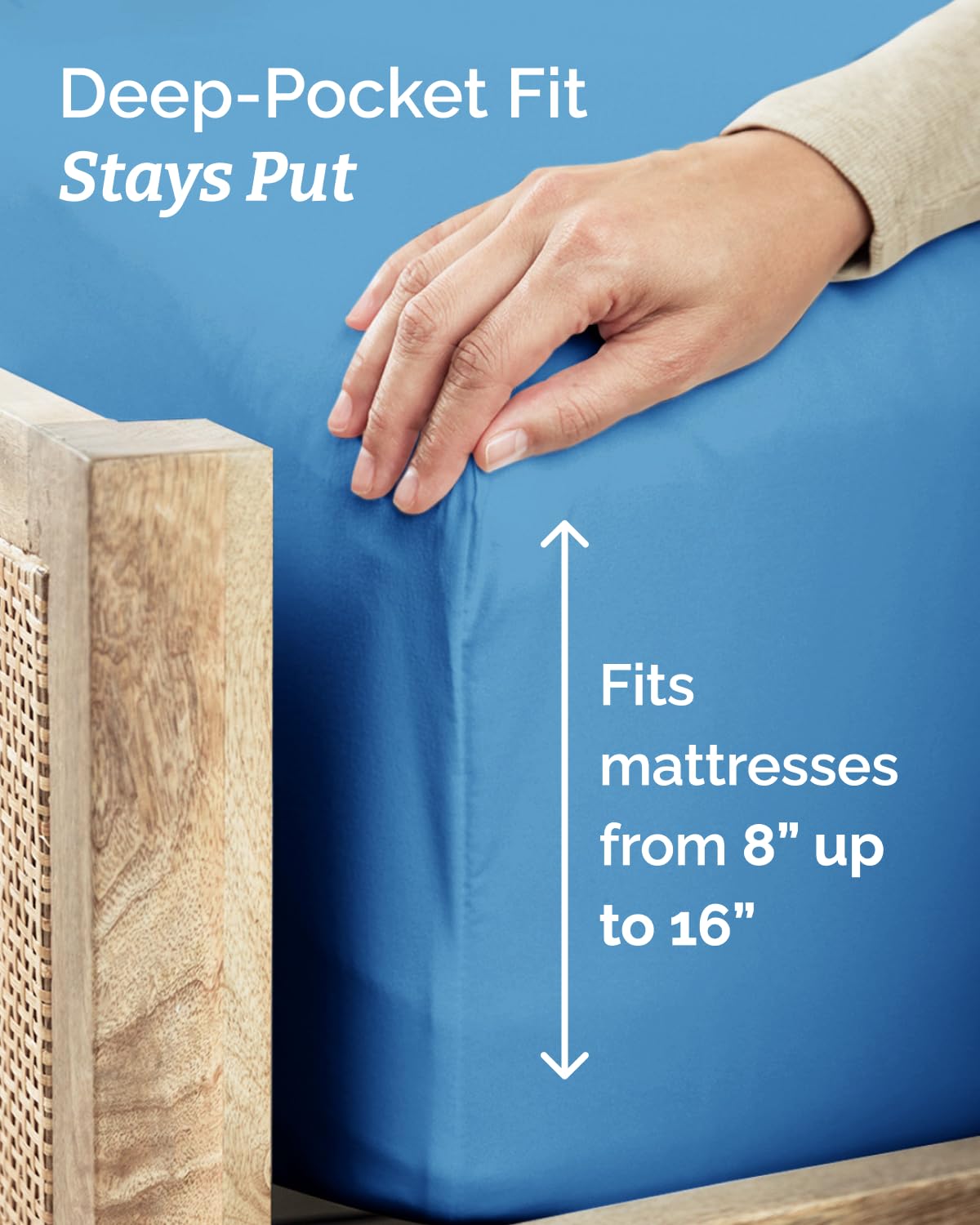 CGK Unlimited brushed microfiber close-up emphasizes silky softness in blue