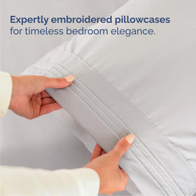 Breathable cooling fabric of CGK Unlimited Cal King sheets for warm nights.